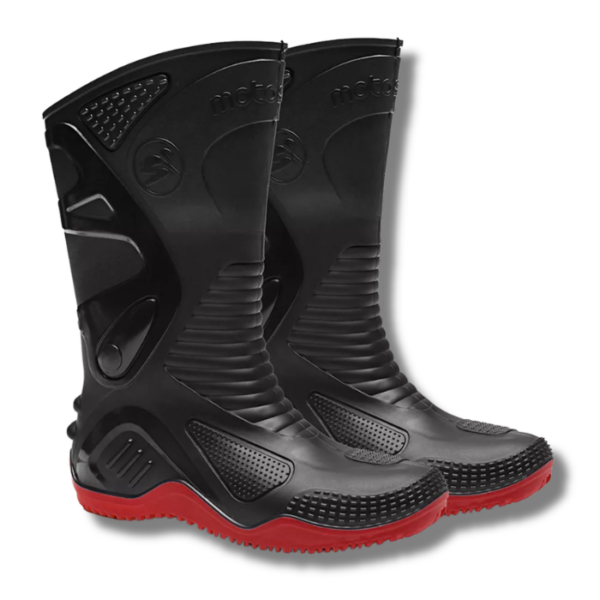 BOTA DE PVC PRETA COM SOLADO VERMELHO MOTOSAFE - CA 34788