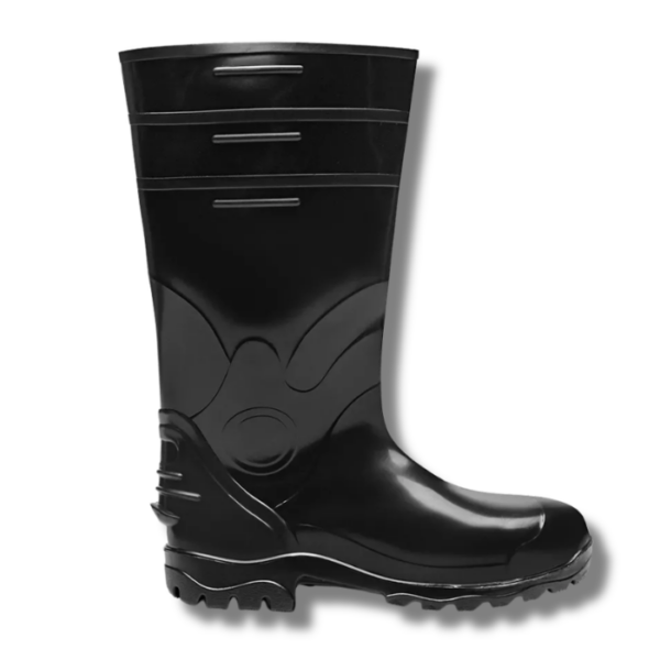 BOTA DE PVC PRETA C/ BICO AÇO CANO LONGO BRACOL - CA 35223