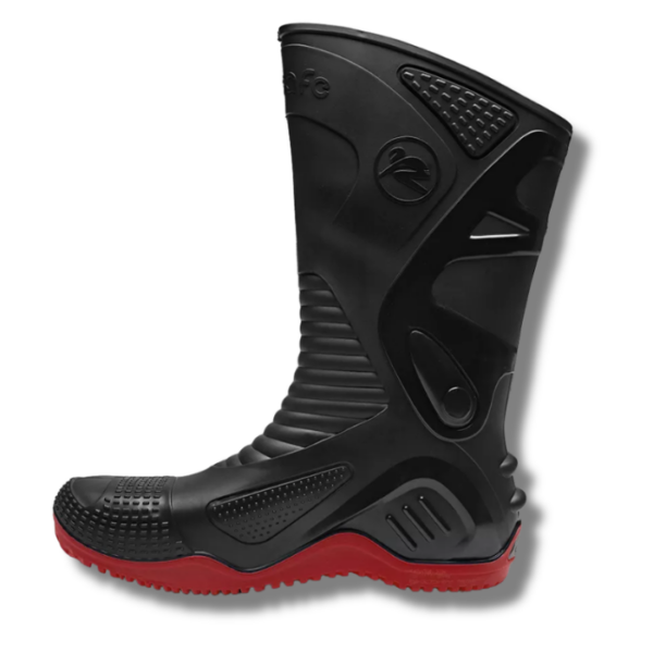 BOTA DE PVC PRETA COM SOLADO VERMELHO MOTOSAFE - CA 34788
