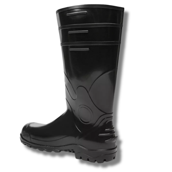 BOTA DE PVC PRETA C/ BICO AÇO CANO LONGO BRACOL - CA 35223