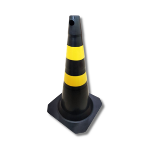 CONE DE PVC AMARELO E PRETO  50CM