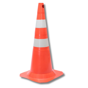 CONE DE PVC RÍGIDO LARANJA E BRANCO 75 CM
