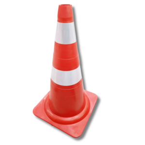 CONE DE BORRACHA LARANJA E BRANCO 75 CM NBR 15071