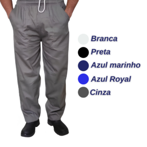 CALÇA EM BRIM ELÁSTICO TOTAL E CORDÃO - 4 BOLSOS