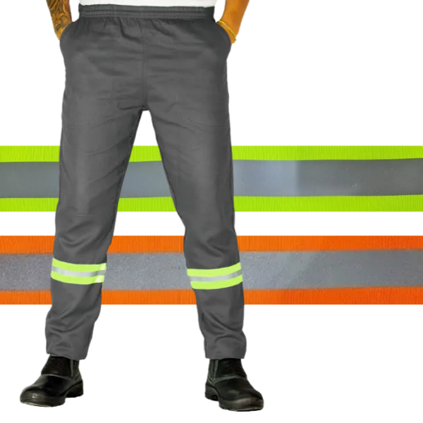 CALÇA ELÁSTICO TOTAL CINZA COM FAIXA REFLETIVA