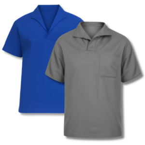 CAMISA EM BRIM MANGA CURTA GOLA ITALIANA
